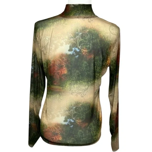 Mesh Printed Semi Sheer Blouse - Picture 3 of 5